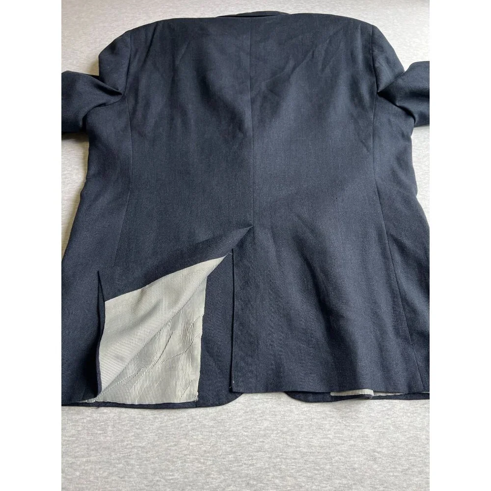 Jos A Bank Navy Sport Jacket Blazer Mens 43 Regular Classic Linen‎ Wool Blend